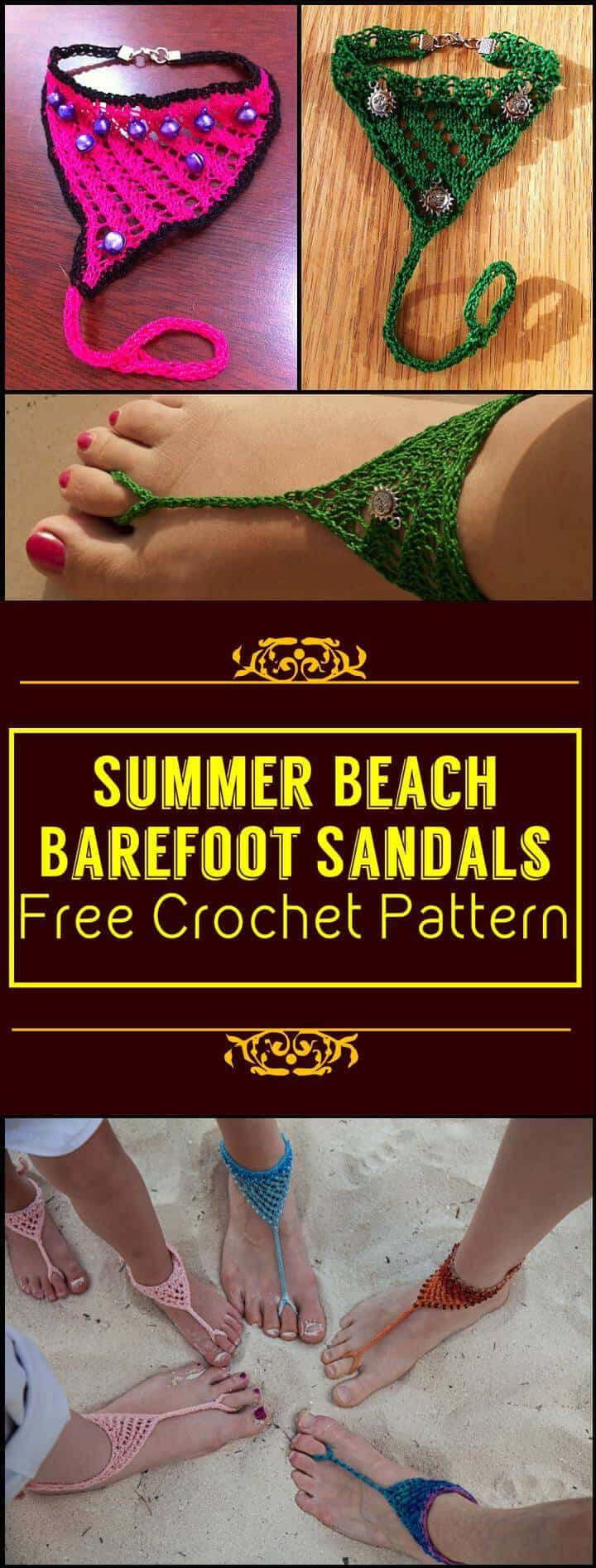 Summer Beach Barefoot Sandals Free Crochet Pattern